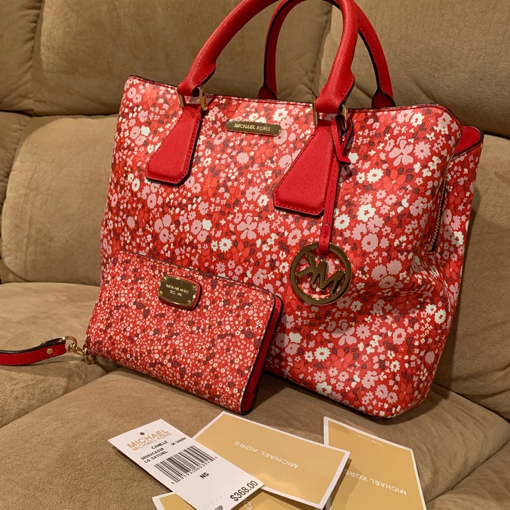 MICHAEL KORS - Large Satchel Purse - Sangria (Red)